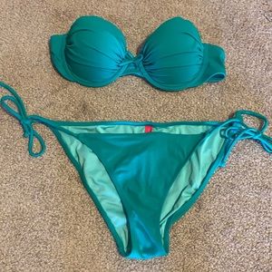 Teal bandeau bikini